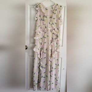 Ted Baker All Over Floral Print Sheer Material Maxi Dress, Size 5